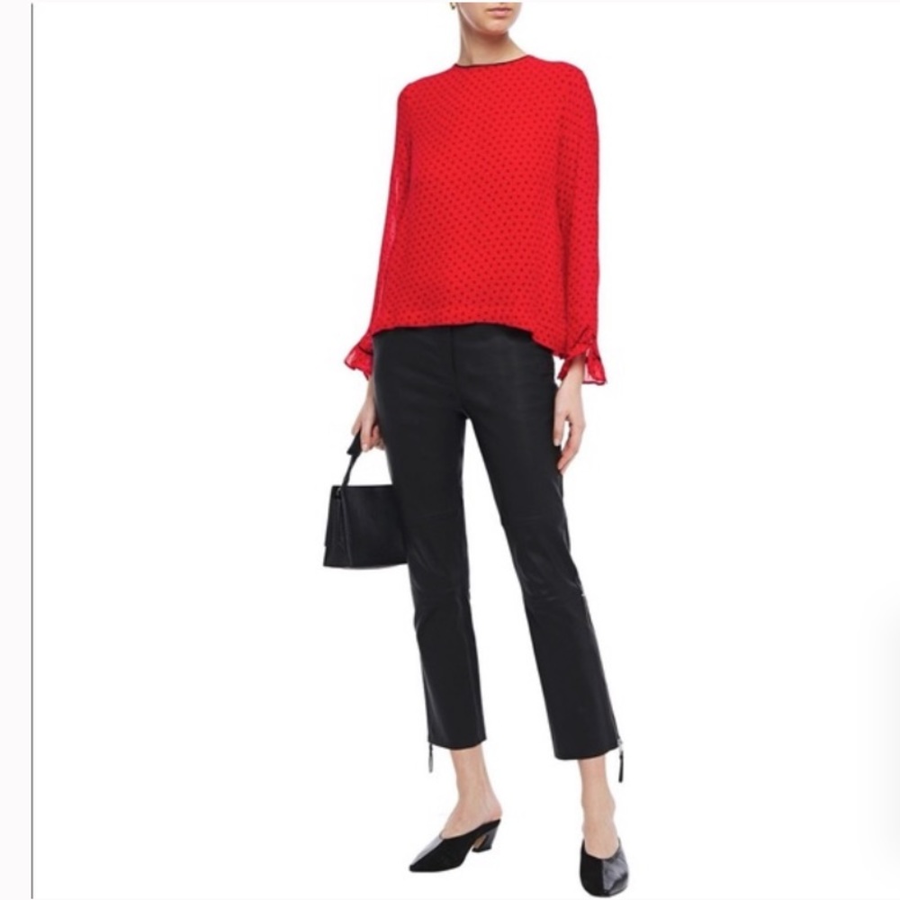 GANNI
Mullin ruffle-trimmed polka-dot georgette blouse